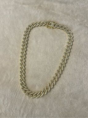 Gold Crystal Cuban Link Necklace